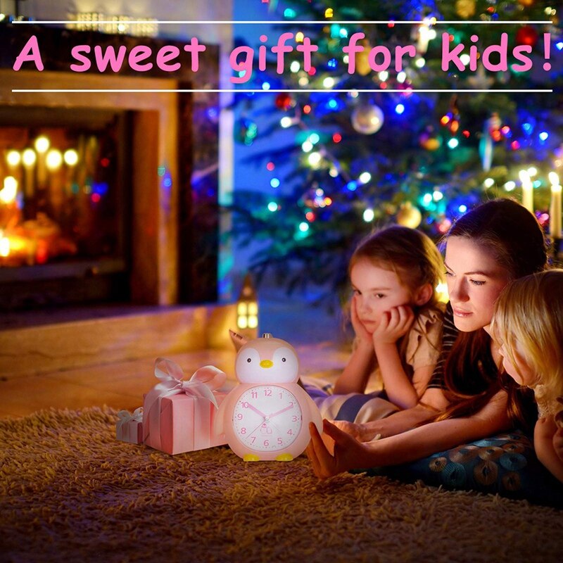 ! Kids Alarm Clock, Penguin Snooze Night Light Loud Alarm Clock, 2 Mode Music , Silent Battery Operated Alarm Clock