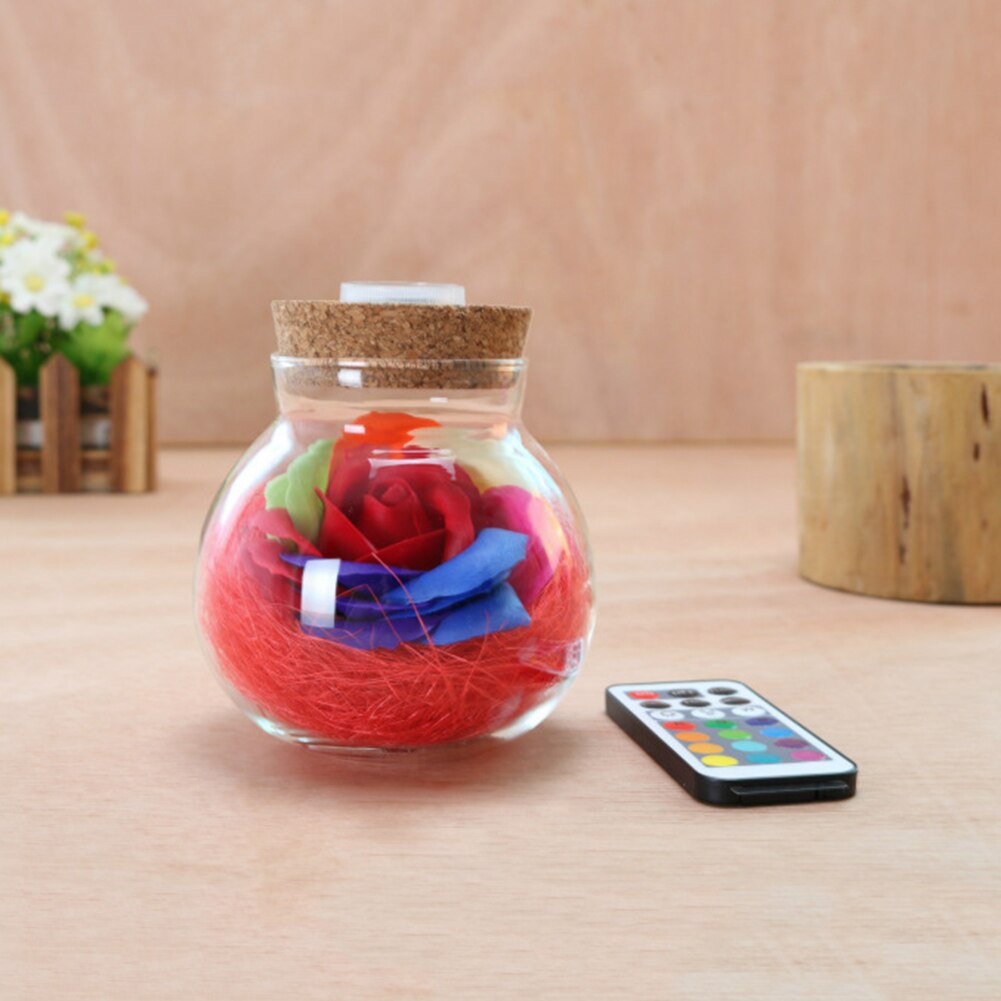 Handgemachte valentinstag Rose wünschen Flasche 7 Farbe ewig Blume Licht für Hochzeit Party murmeln der Schild Hause Dekor: rot