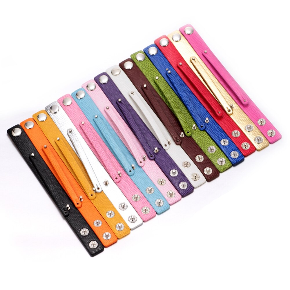 Commercio All'ingrosso caldo 15 Colori di Alta Qualità Braccialetto di Cuoio e Braccialetti FAI DA TE Gioielli Scatto fit 18mm Con Bottone A Pressione SZ0370l