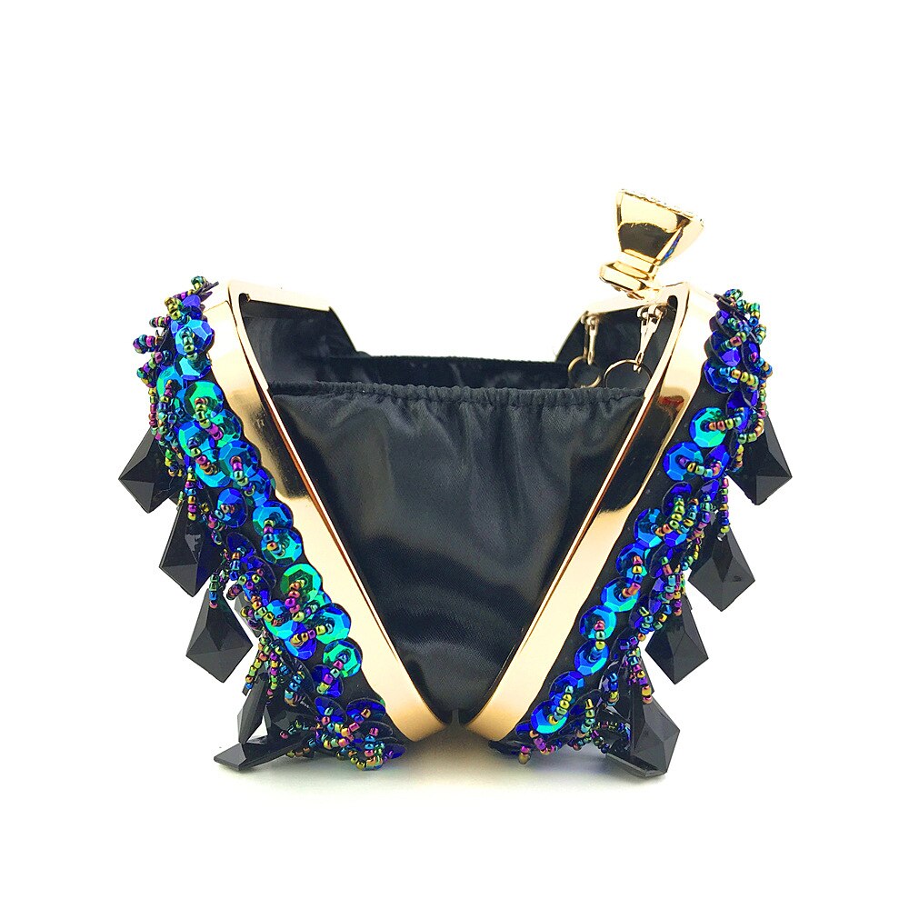 Europeiske kvinner kveldsveske håndlagde påfugl paljetter perler dag clutches håndveske dame telefon veske messenger bag