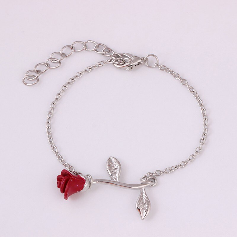 Rose Armband Simple Charms Bloem Legering Armbanden Armbanden Rode Roos Accessoires Voor Sophisticated Vrouwen Sieraden N06: SV0574S