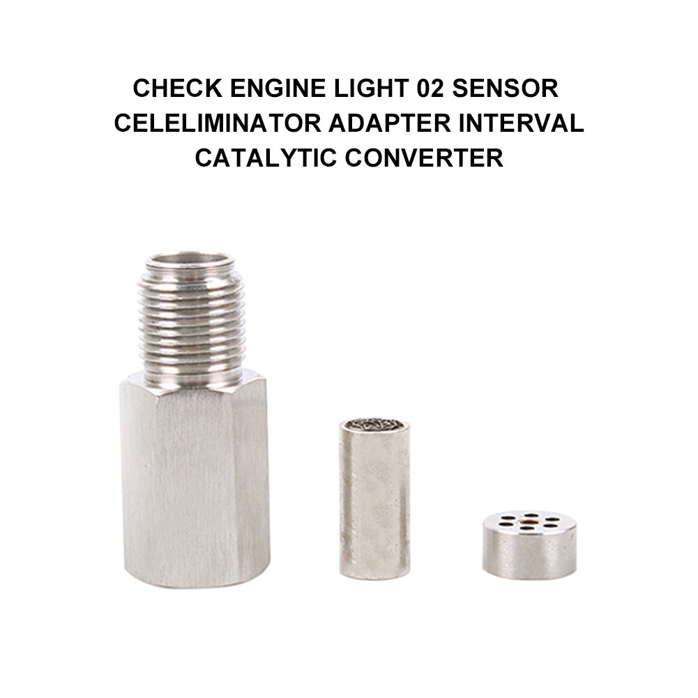 Stainless Steel Oxygen Sensor Fitting Bungs Extension Straight Adapter With Mini Catalystic Converter M18X1.5