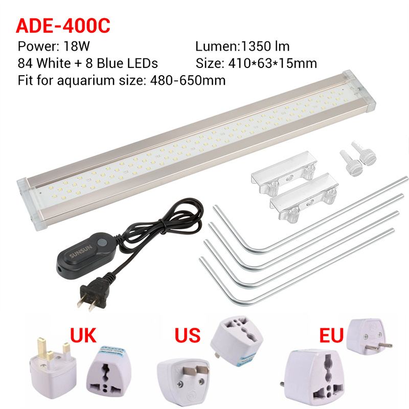 Nicrew Aquarium Led Verlichting Voor Aquarium Plant 12W-24W Ultradunne Aluminium Aquarium Verlichting plant Grow Verlichting Lamp: ADE 400C