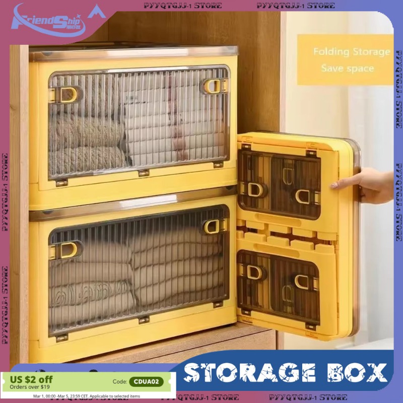Storage Box Foldable Transparent High-capacity Wheels Stackable Home Sundries Storage Organizer Closet Trunk Toys Sundries Box