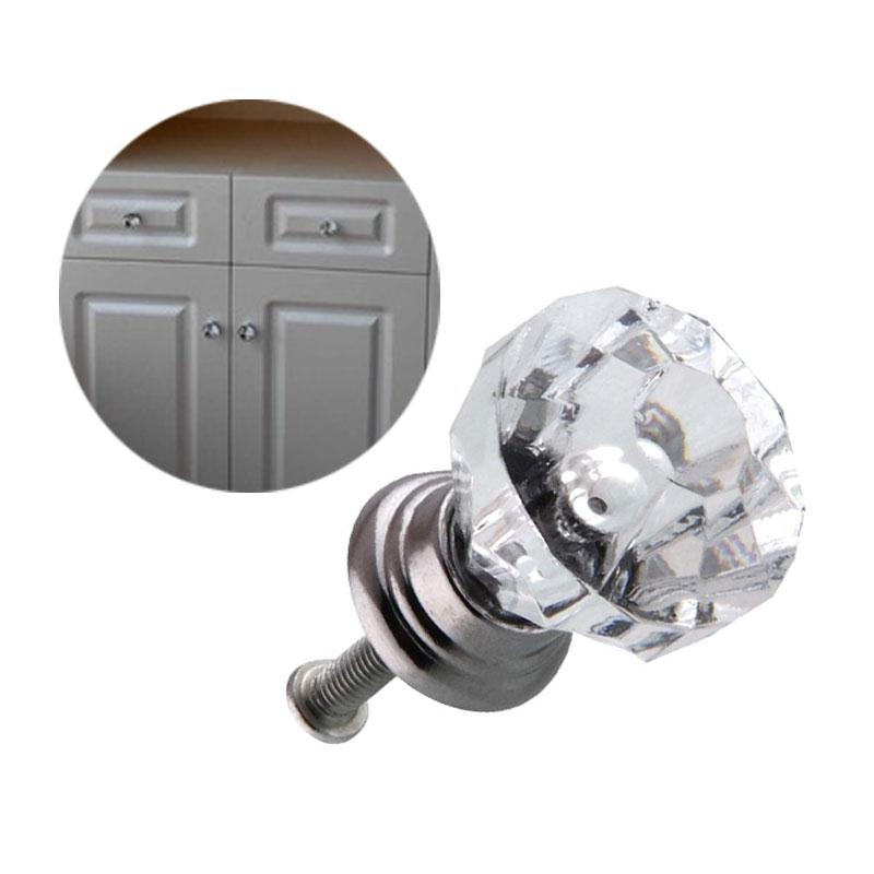 Tiradores para muebles y puertas, pomo portátil de diamante de cristal hecho con aleación de vidrio, perfecto para cajones, vitrinas, armarios y entradas, de 30 mm, 8 unidades, set de tienda universal