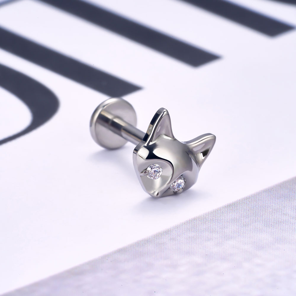 Reines Titan G23 Ohr Wirbel Nagel tränenreich kleine Fuchs Persönlichkeit Hochglänzender Ohrschirm Perforierter Schmuck Ohrnagel Earbone Nagel