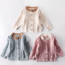 Baby Meisje Jas Herfst Aankomst katoen Retro mode all-match Gebreide Hand gemaakt Vest Trui Jas Leuke Zoete Baby meisjes