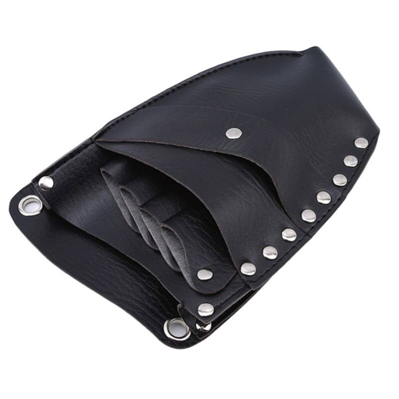 Pu Haar Schaar Zak Zwart Lederen Kapper Hairdressing Holster Pouch Holder Case Klinknagel Clips Tas Met Taille Schouder Riem 23*15Cm