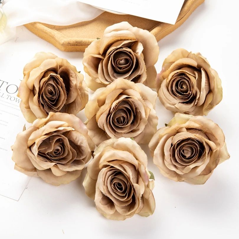 Günstige Rosenkopf-Kunstblumen aus Seide für Zuhause, Hochzeit, Bogen, Bastelbedarf, Dekoration, DIY, Weihnachtskranz, Zubehör, Sammelalbum