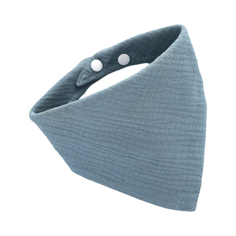 Baby Zuigelingen Voeden Slabbetjes Met Drukknopen Zachte Gaas Speeksel Handdoek Peuter Bandana: Blauw