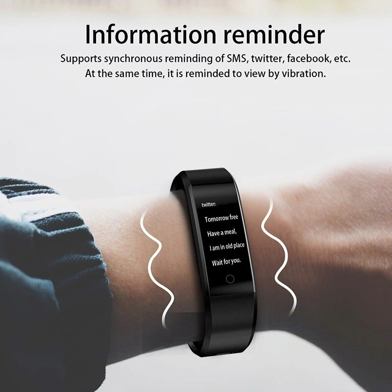 Waterproof Sport Smart Bracelet Heart Rate & Blood Pressure Monitor Fitness Watch for Android and IOS