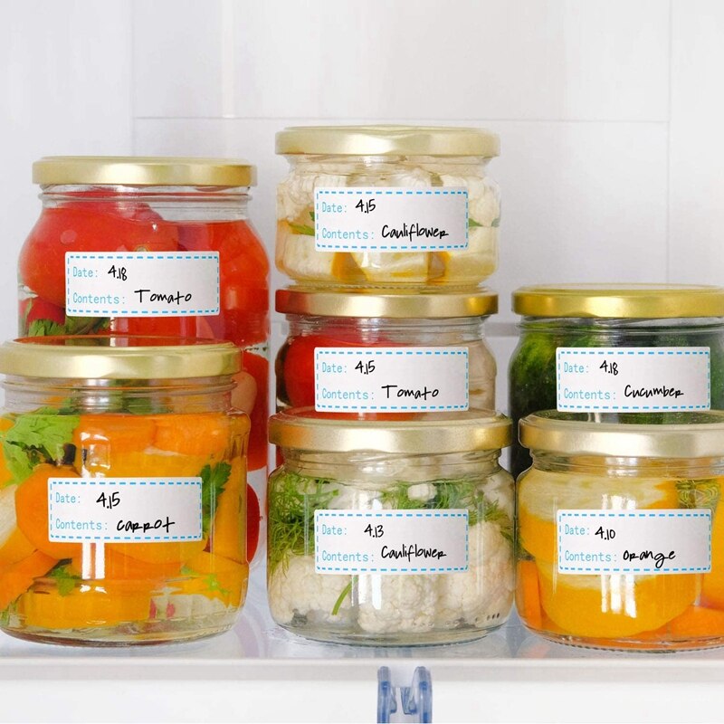 Étiquettes de Date de nourriture et étiquettes de congélateur vierges, ruban autocollant de réfrigérateur amovible pour la cuisine de garde-manger de récipient de préparation de repas