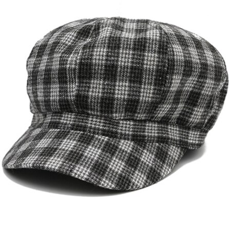 HT2612 Spring Autumn Women Hats Vintage Plaid Octagonal Newsboy Cap Retro Ladies Beret Hat Cotton Artist Painter Hat Women Beret