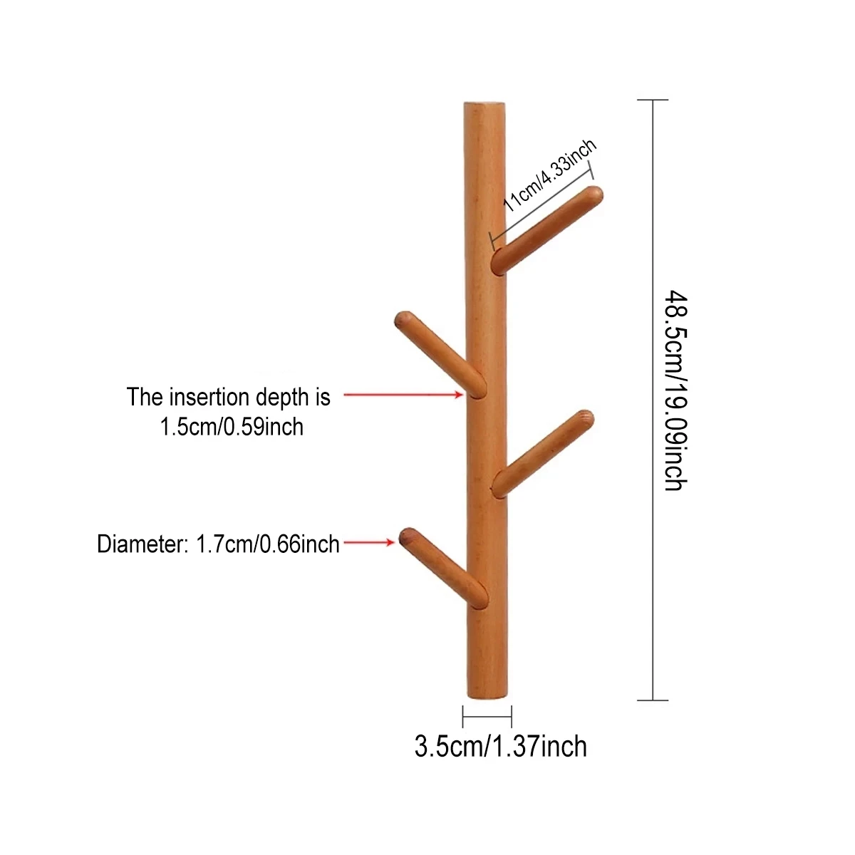 4 Haken Houten Kapstok Verticaal Creatieve Kleding Opberghaak Hangende Hanger Home Decor Hanger Haken Kapstok Rekken