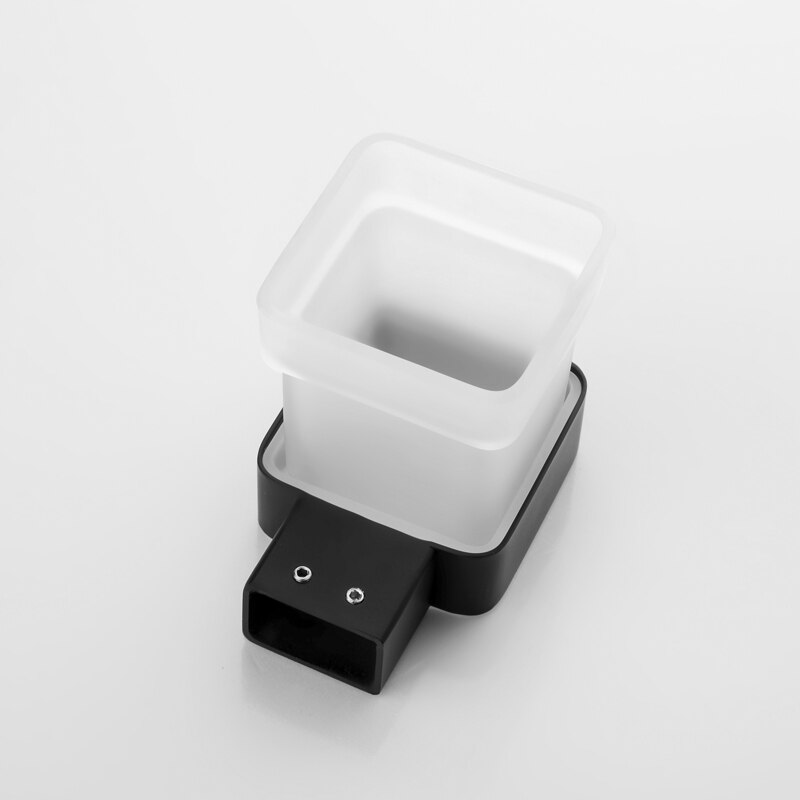 Toothbrush Holder Toothbrush Glass Cup Home Hotel Toilet Frosted Glass Cup Square Stainless Steel Wall Mounted Bathroom