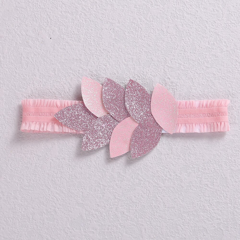 Meisjes Haarbanden Nylon Hoofdband Bloem En Bladeren Satin Rose Elastische Haarbanden Baby Chouchou Leuke Kind Kids Haar Accessoires: A3NSFB-9934-4