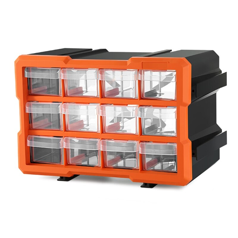 Durable Orange and Black Multi-cell Compartment Storage Box for Screws /Nuts /Small Parts 7.87x11.81x6.5&quot;