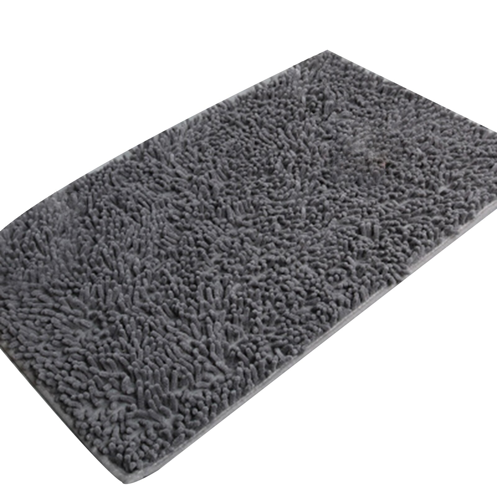 Chenille Bath Mat Soft Shaggy and Comfortable Super Absorbent and Thick Non-Slip Machine Washable for Bathroom TP: Dark Gray