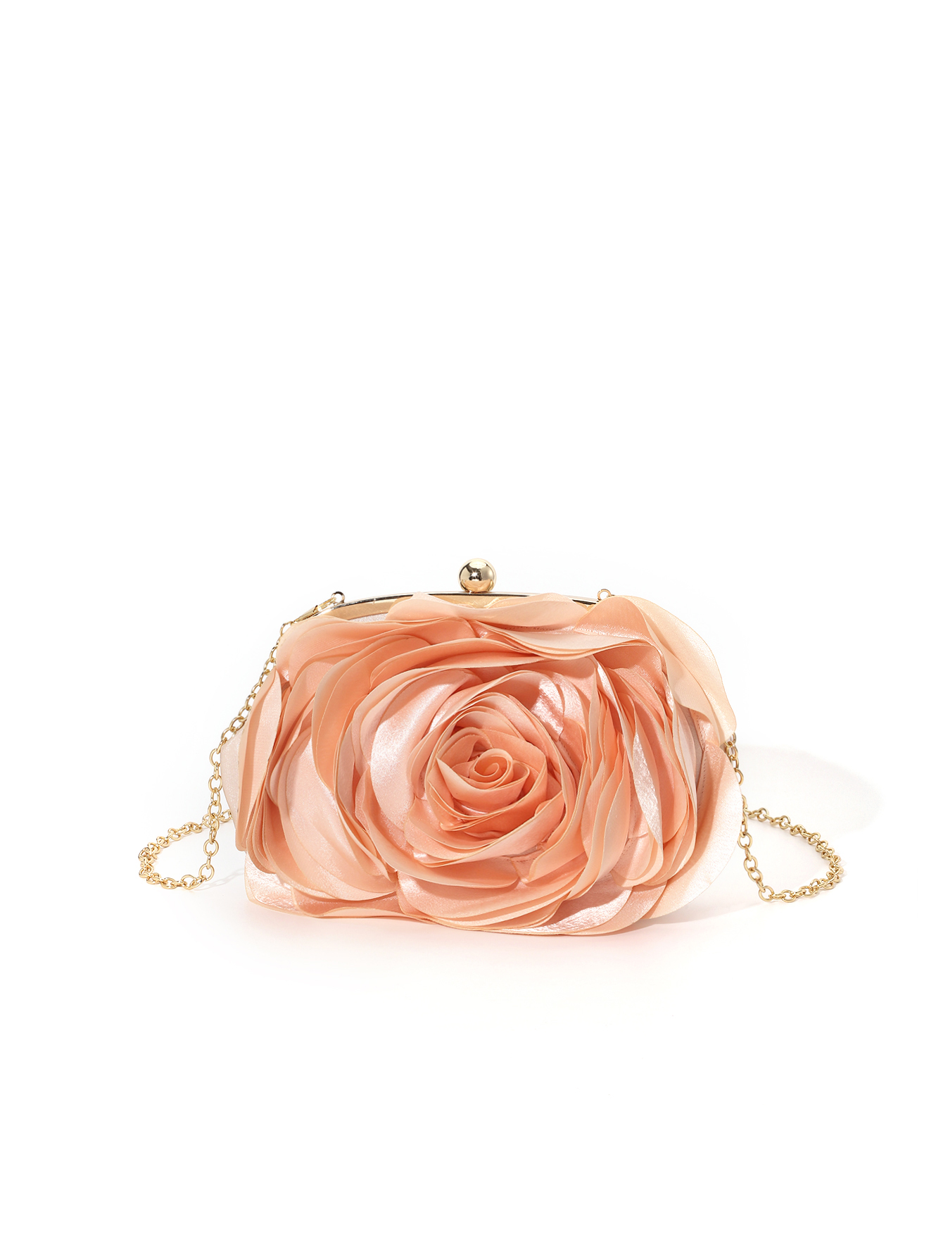 Vintage Evening Bag Rose Flower Bride Small Clutch Purse For Dress Party Handbag Wedding Wallet Women Floral Chain Lady Clutches: Champagne