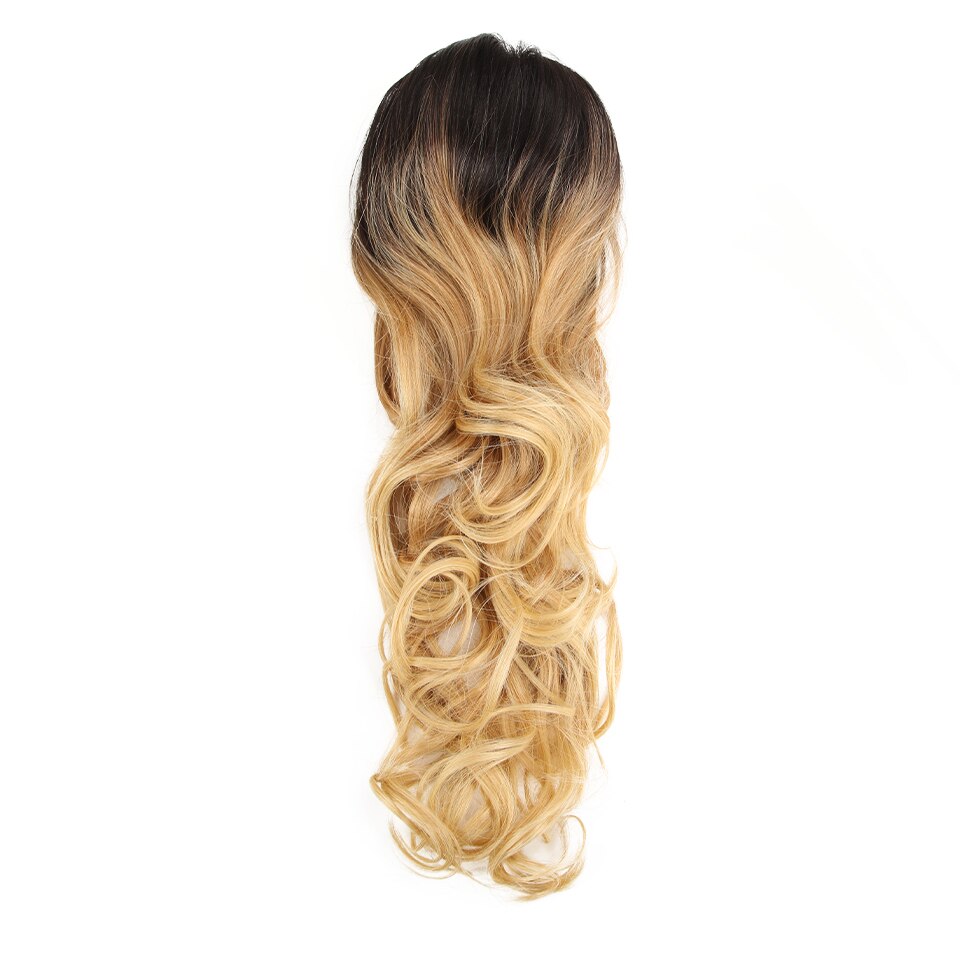 Extensiones de coleta Rubia de 26 pulgadas, coleta de onda suelta con cordón, peluca con Clip, pelo de color gris: TAT426Q86E