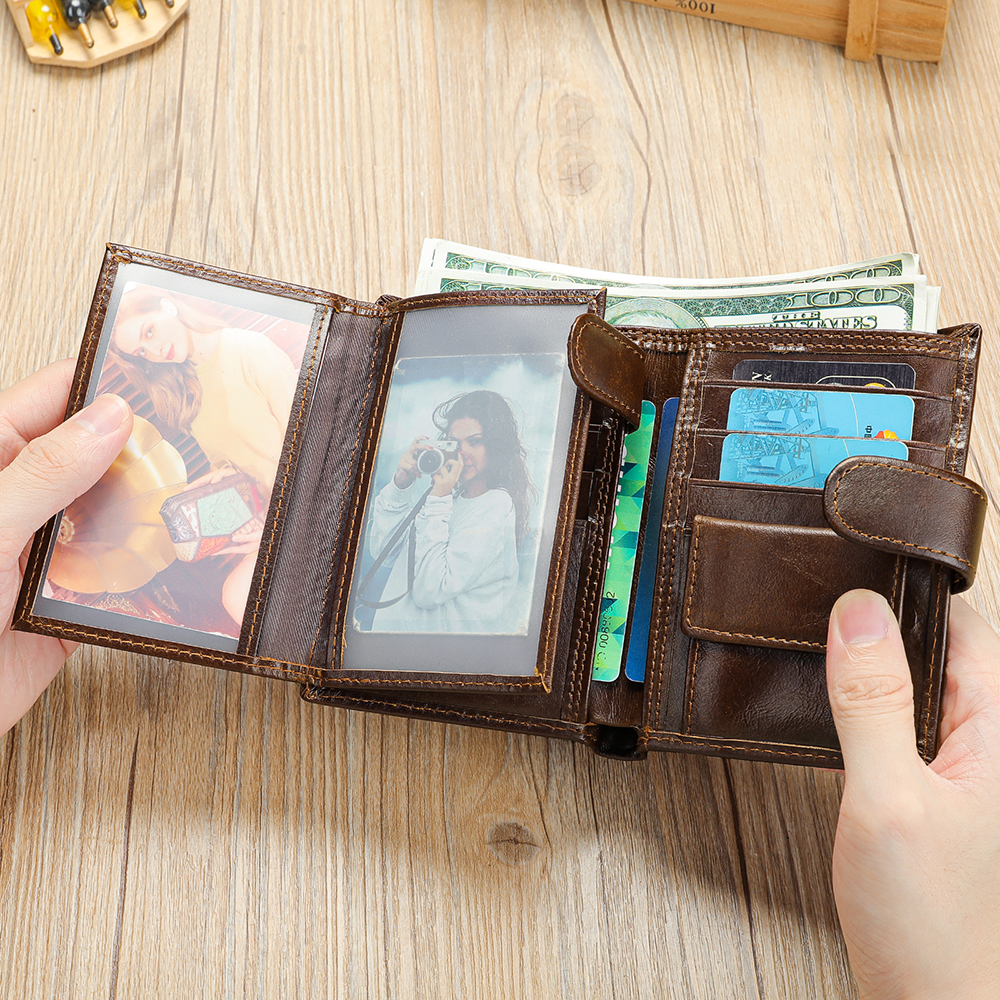WESTAL Leder Herren Geldbörse Portemonnaie Trend Multifunktionale erste Schicht Rindsleder Prämie Reisepass Geldbörse: Schwarz