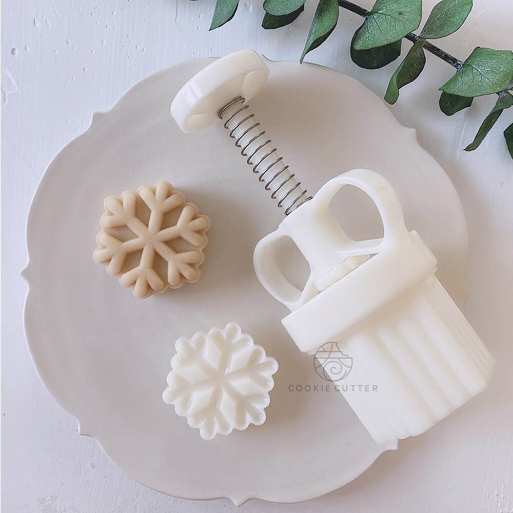 Kuu kakku muotti leivonnainen lumihiutale 3d 50g käden paine mäntä taikina tee itse leivontatyökalu talvifestivaali koristelu työkalut keittiö