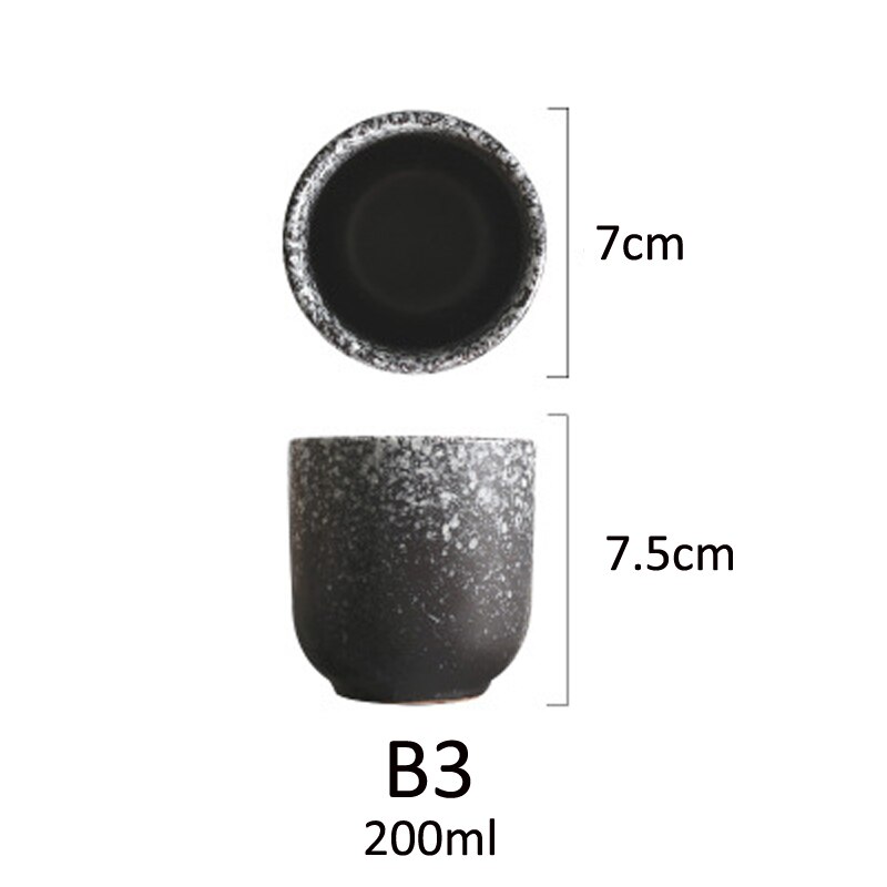 150ml 200ml japansk stil tekopp kaffe kopp vann kopp steintøy keramisk håndmalt kungfu tekopp matte drikkevarer: B -3-200ml