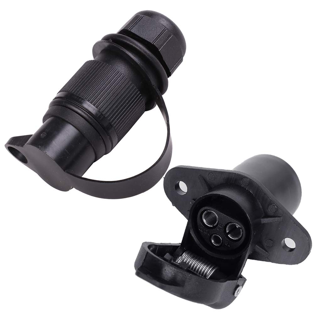 AOHEWEI 3Pin Trailer Plug Towing Socket Connector 12V Screw End 3 Way Male Female Truck Part for Electrical Caravan Vehicle: Socekt Plug Set 1