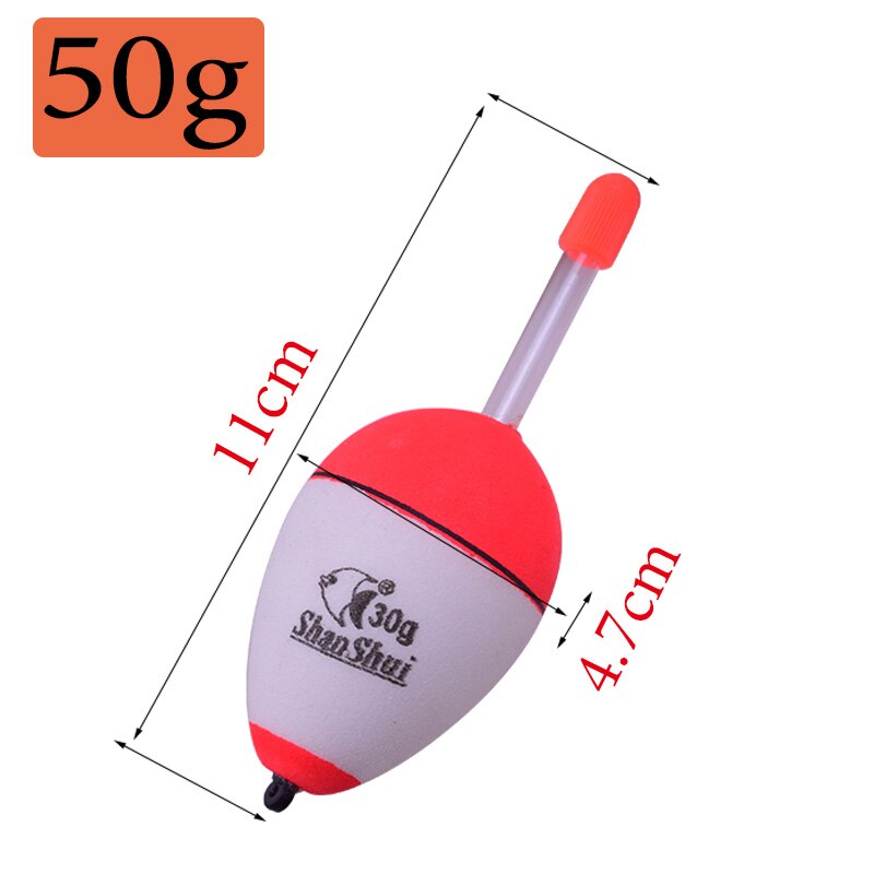 Flotador de pesca de EVA, palos luminosos nocturnos Bobber, herramienta de aparejos de pesca de vientre con pote, 10g/20g/30g/40g/50g/60g, 1 WD-083