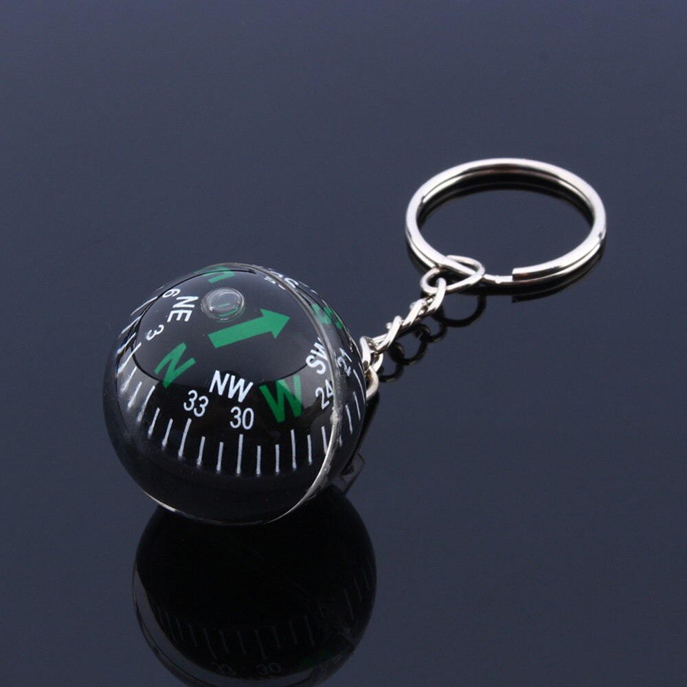 28mm Ball Compass Keychain Liquid Filled Compass Hiking Camping Travel Outdoor Survival Tools Easy Carrying Ring