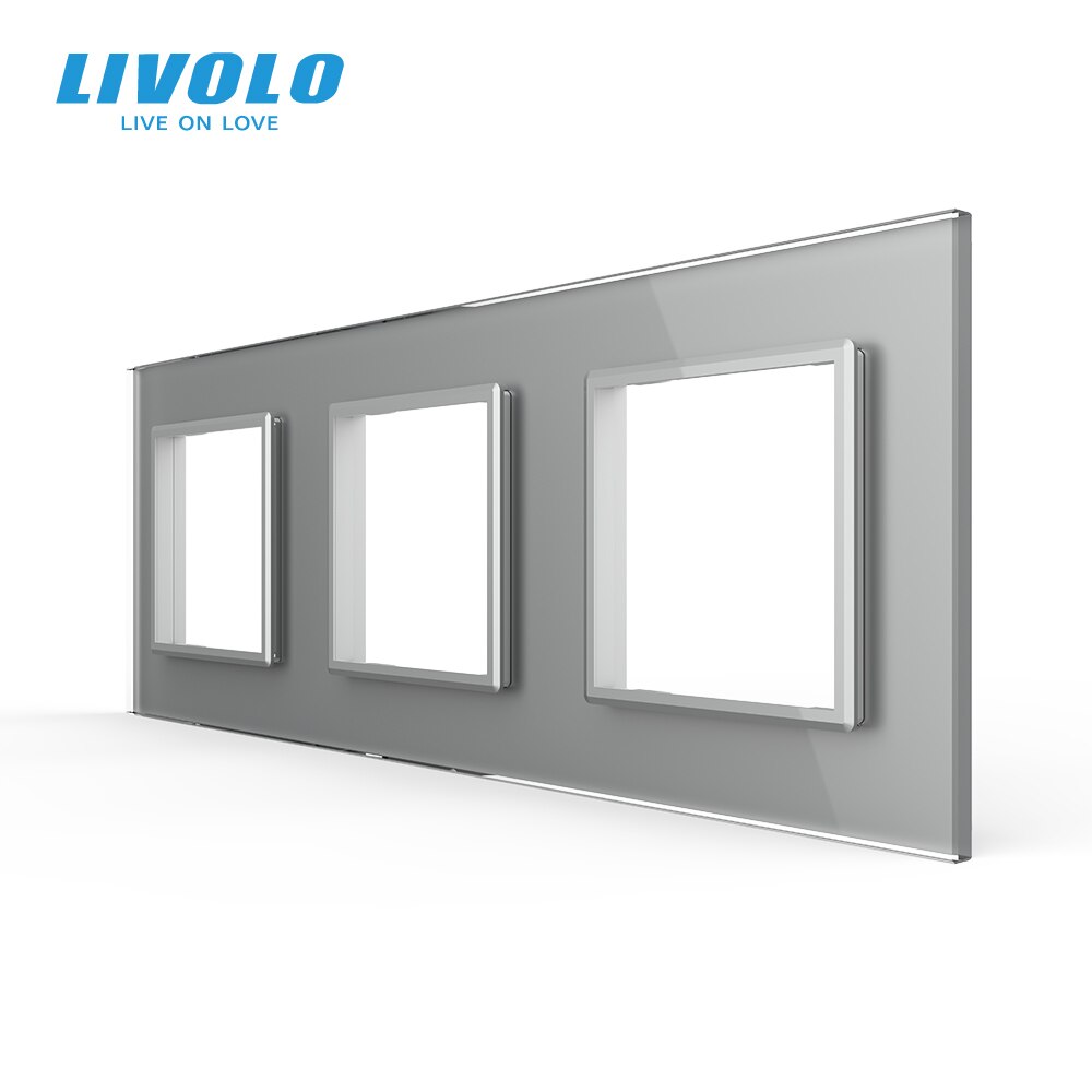 Livolo Luxe Witte Parel Kristal Glas, Eu Standaard, Triple Glass Panel Voor Muur Schakelaar &amp; Socket,VL-C7-SR/Sr/SR-12