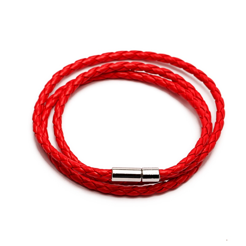 Pulsera trenzada de cuero sintético de tres capas para hombre y mujer, joyería, cierres de cuero multicapa, Charm