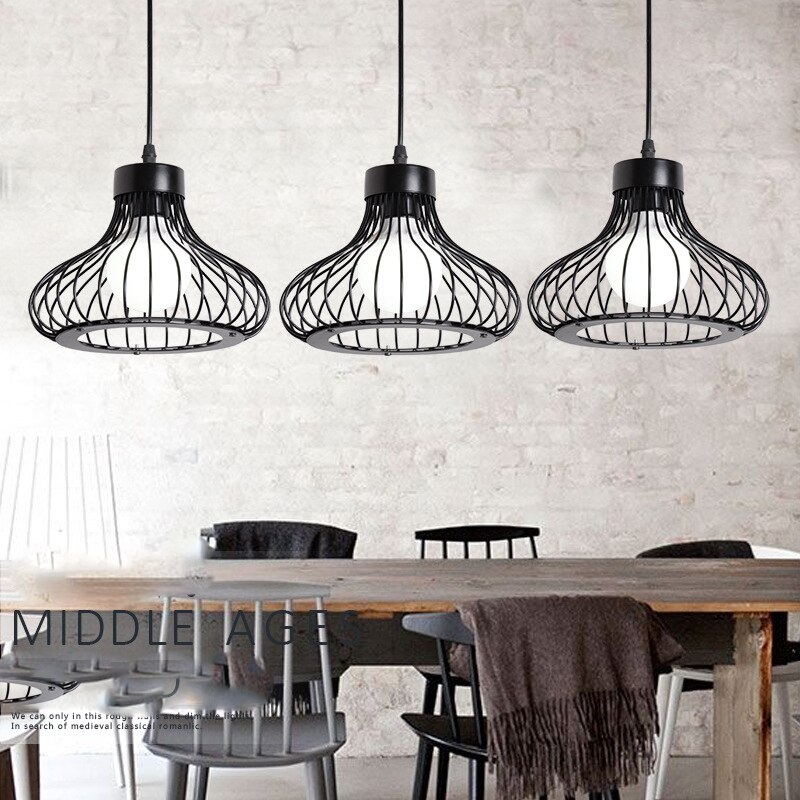Nordic Iron Pendant Lamp Restaurant Personality Retro Hanglamp Loft Coffee Shop Small Bar Lighting Industrial Lights
