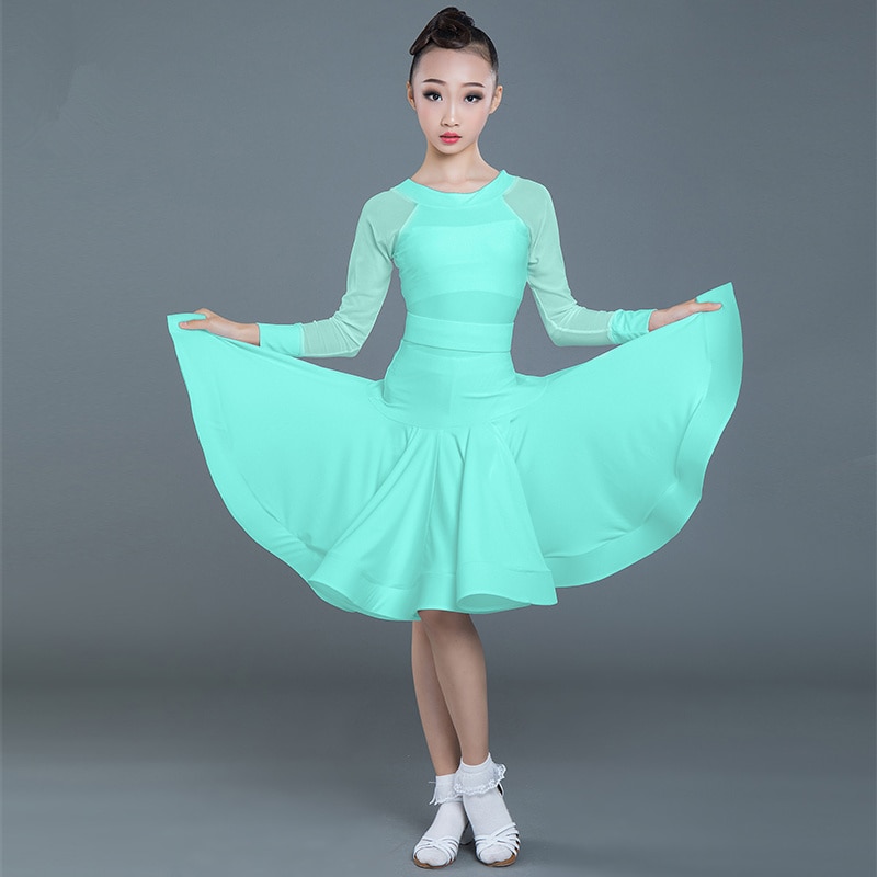 Latin Dance Costume Children's Practice Girls Costumes Children's Lace Competition Dress Dance Skirt Winter