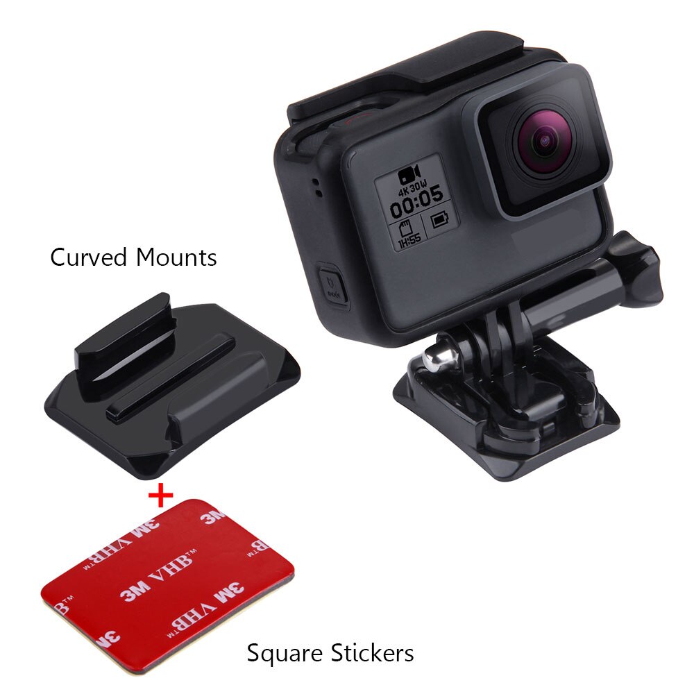 Platte Gebogen Base Mount + Adhesive Stickers Mount voor GoPro Hero 7 6 5 4 Xiaomi Yi 4 K Sjcam sj4000 Eken H9r voor Go Pro Accessoire