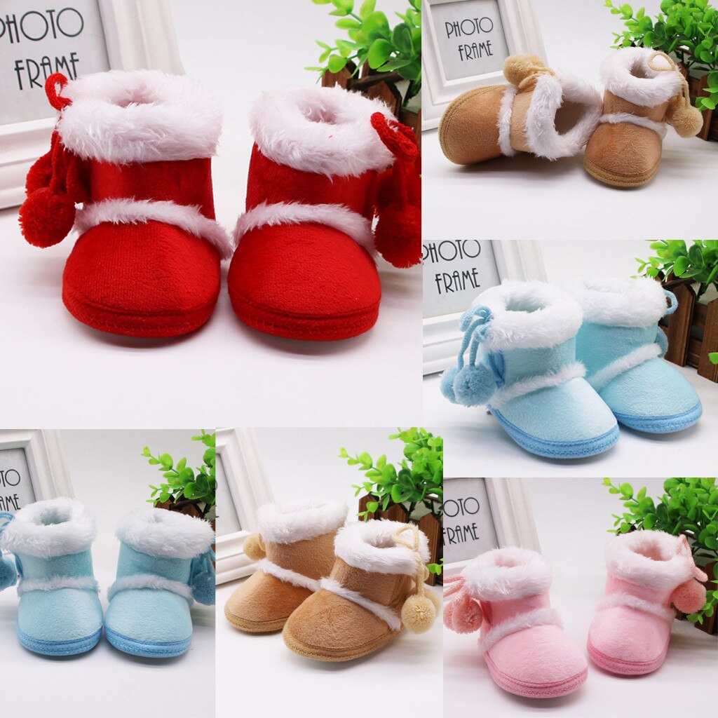 Fahsion Casual Infant Newborn Baby Kids Girls Shoes Boots Cashmere Plush Winter Keep Warm Ankle Boots Bandage Warm Shoes