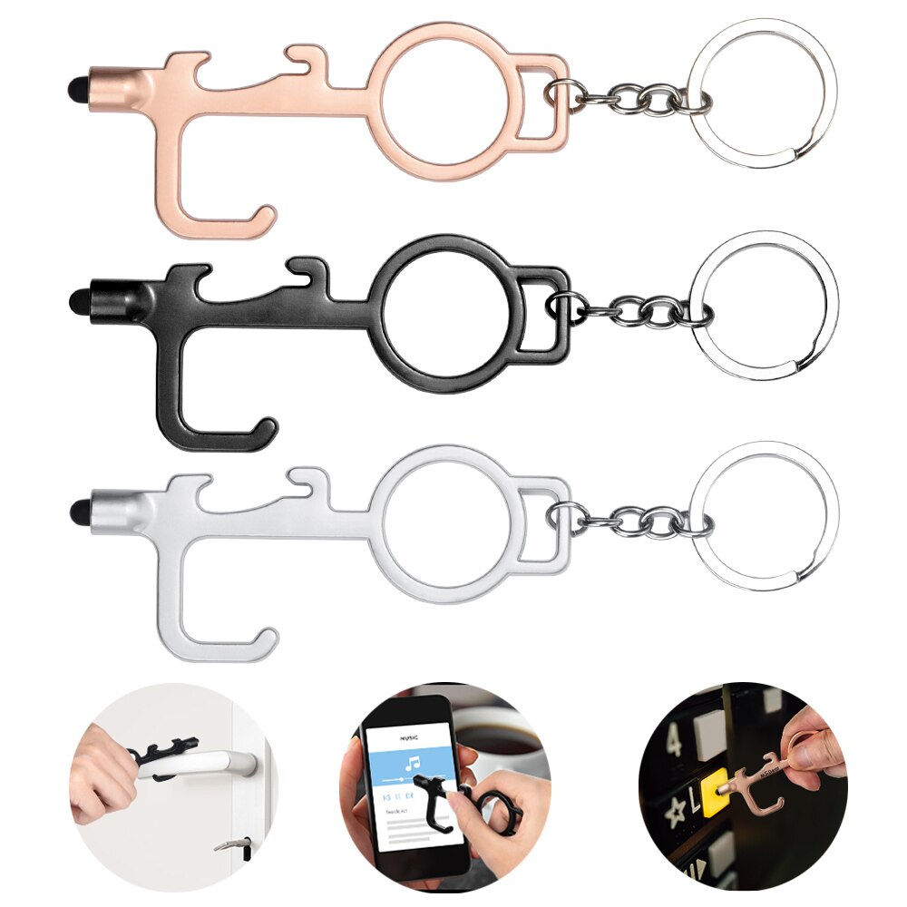No-Touch Door Opener Multifunction Elevator Button Contactless Safety Door Opener Door Handle Bottle Opener Touch Screen Key