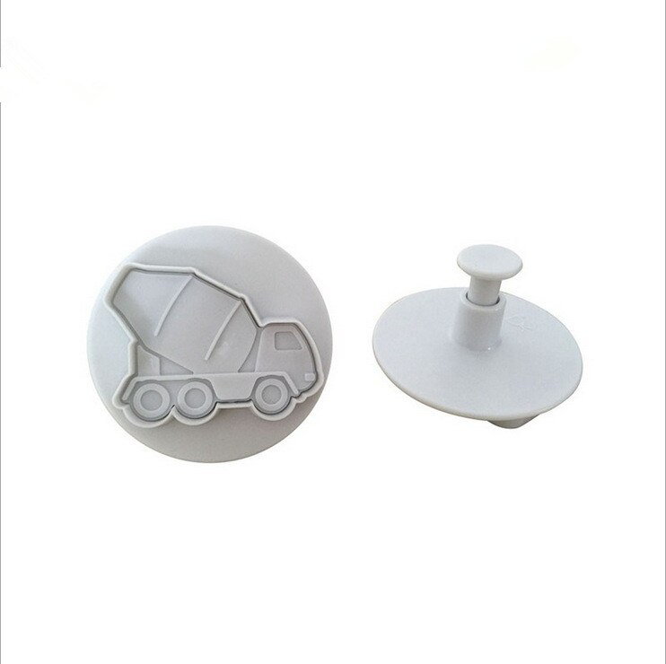 4Pcs/Set Cake Cookie Plunger Cutters Fondant Cake Molds Vehicles Theme (Trucks,Tractor,Forklift) Cake Decorating Baking Tools
