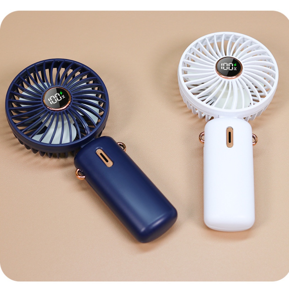 Handheld miniventilator 3000 mAh 5 snelheden USB opvouwbaar draagbaar bureau Buiten nek Oplaadbare ventilator Telefoonstandaard Scherm met basis