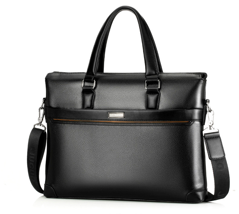 Famous Brand Men Briefcase PU Leather Laptop Briefcases Male Bag Business Shoulder Bags Men Bags Handbag WBS503-3: Black