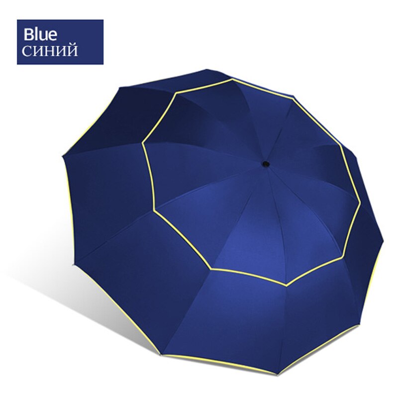 Double Layer Umbrella Women Rain Sunny Windproof Entertainment Casual 130cm 3Fold Men Outdoor Strong Umbrellas Paraguas: Blue