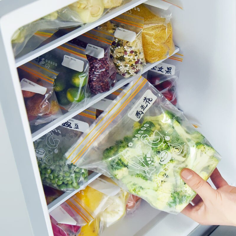 Reusable Fresh Zipper Bag Vegetable Food Fridge Preservation Self Seal Bag Freezing Storage Package Kitchen Reclosable Fresh Bag