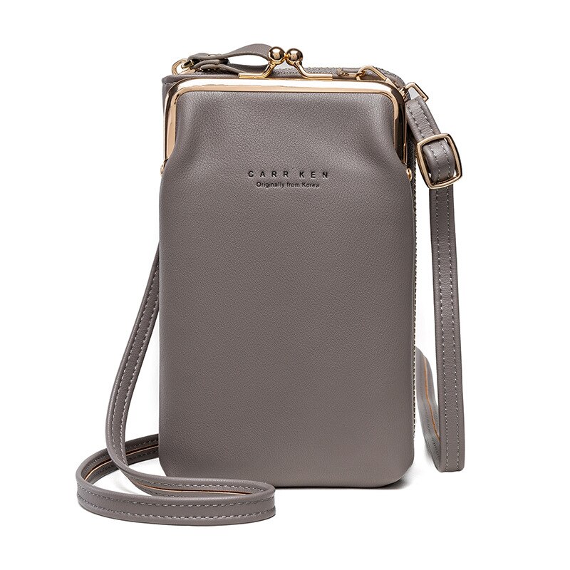 Crossbody saco do telefone das mulheres couro do plutônio pequeno portátil bolsa de ombro senhora marca moda mensageiro sacos embreagem sólida aleta feminina: Cinza