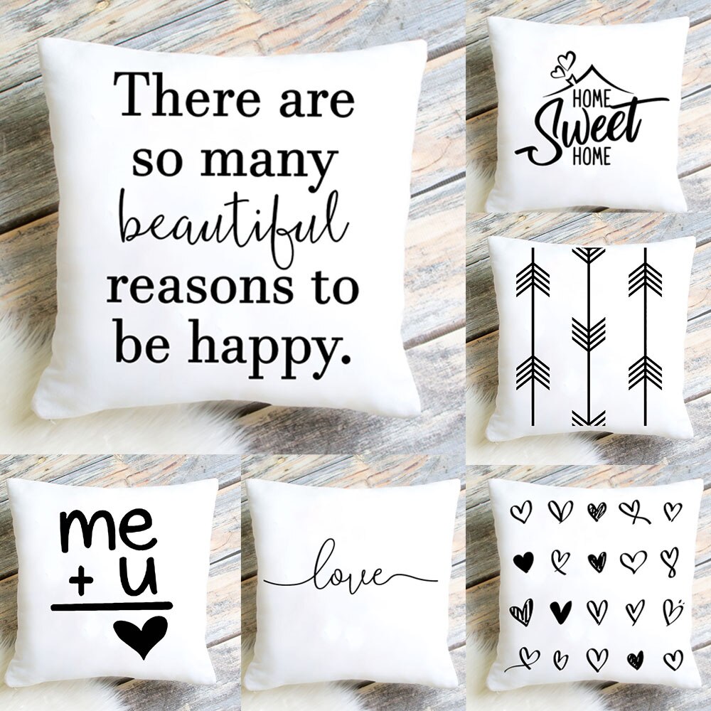 Nordic Gewoon Stijl Woorden Letters Print Kussenslopen Thuis Liefde Kussenhoes Case Polyester Kussenslopen Slaapkamer Sofa Decoratie