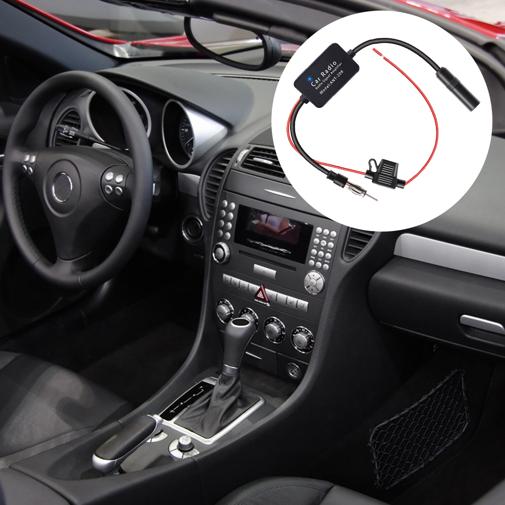 Amplificador de antena de rádio de carro 12v, rádio am fm, anti-interferência, aumenta o amplificador de antena de sinal fm para ant208