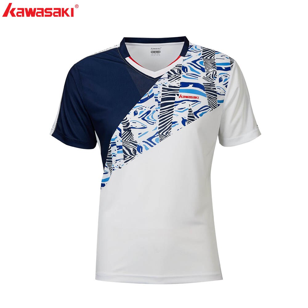 KAWASAKI, camisetas de bádminton para tenis, ropa deportiva de secado rápido 100% poliéster para gimnasio, ropa blanca y azul, ST-R1210 de ST-R1218: ST-R1210White / 4XL