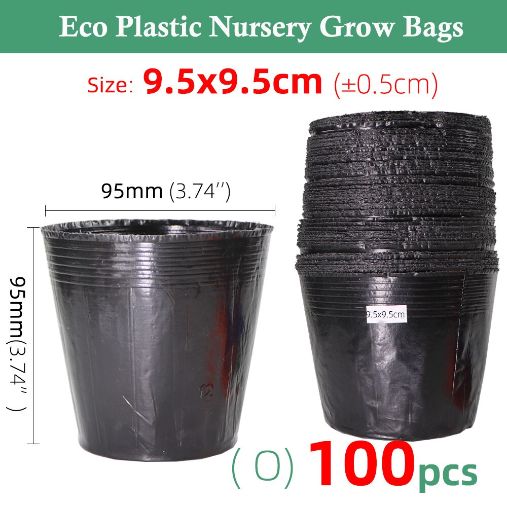15 Sizes Plastic Disposables Nursery Grow Pots Seedling Breathable Bowl Cup Black Planting Nutrition Bag Garden Flower Vegetable: Ox100pcs