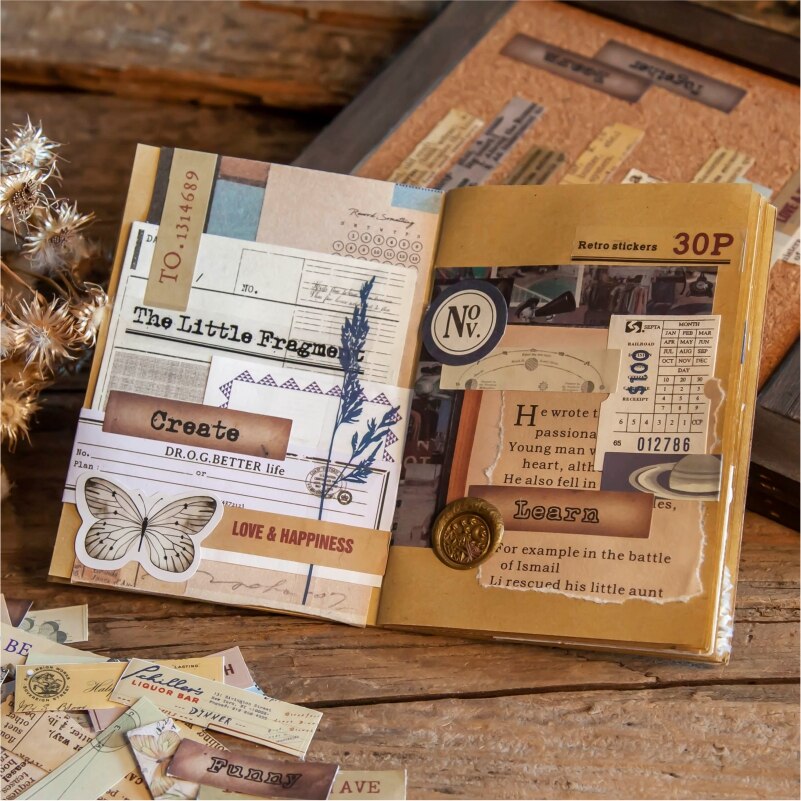 Yoofun Dual Materiaal Plastic Stickers Retro Innovatieve Etiketten Voor Scrapbooking Journal Decoratie Dagboek Album Diy Streep Sticker