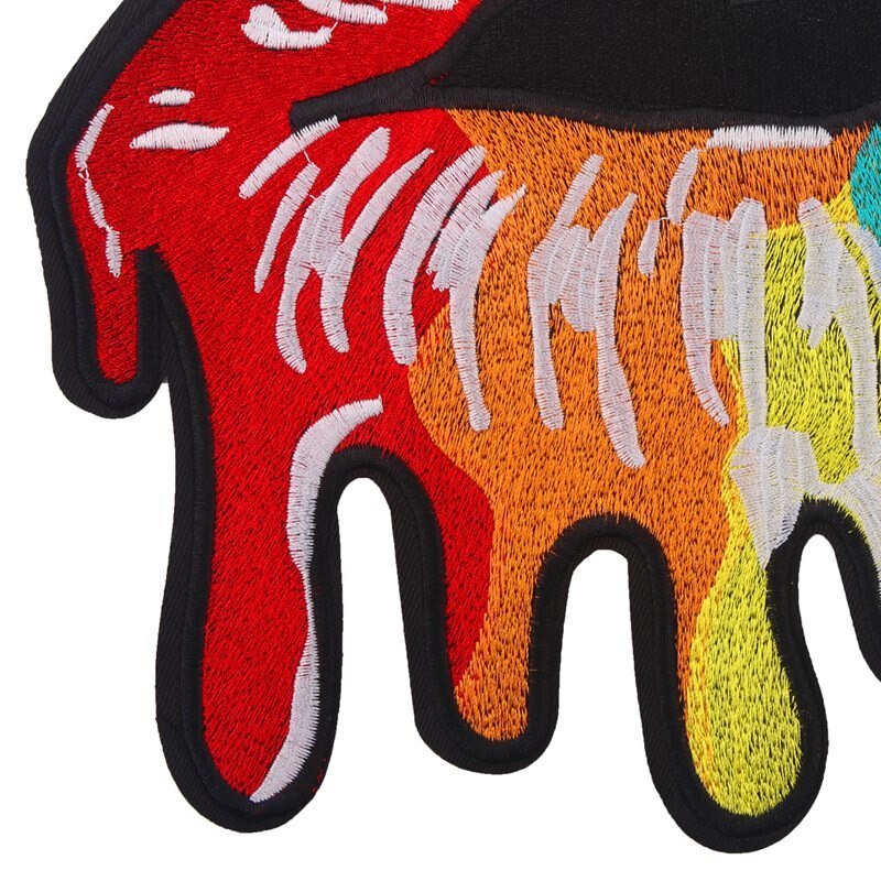 Diy grote regenboog lip mond patches applicatie naaien handgemaakte borduurpatch voor kleding geborduurde kleding decoratie