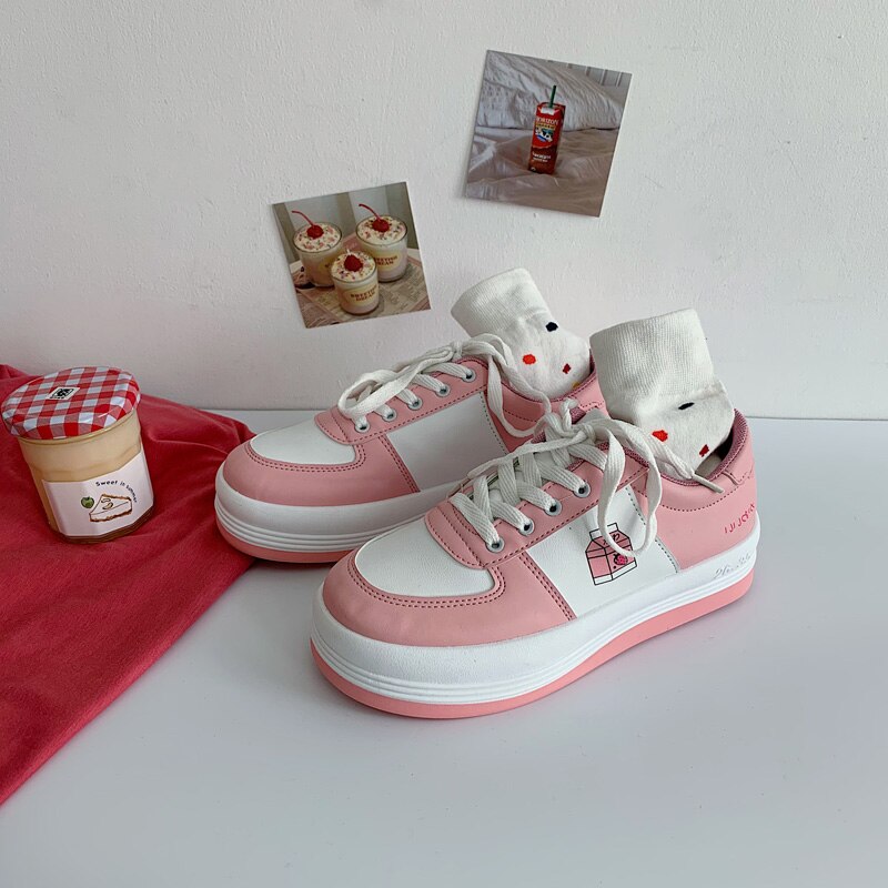 Korean Shoes Soft Autumn All-Match Round Toe Casual Female Sneakers Comfortable Fall Cross Small Solid PU Leisure